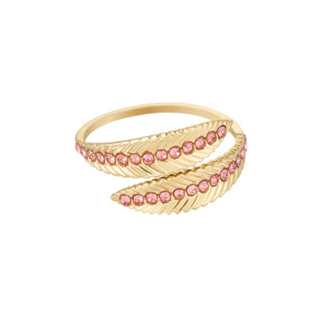 Ring gold/pink feather